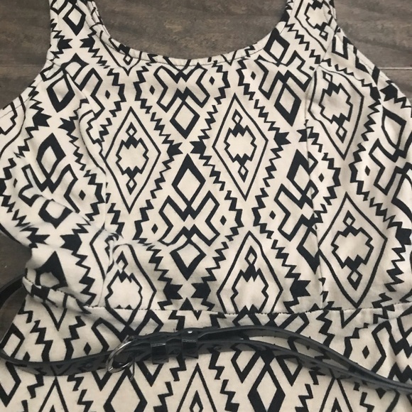 Cream & Black Tribal Patterned A-line Dress - Picture 2 of 3